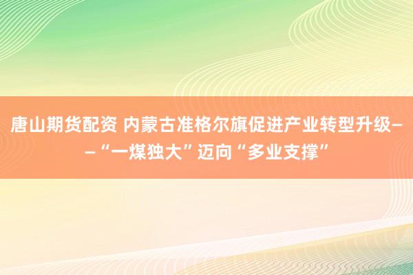 唐山期货配资 内蒙古准格尔旗促进产业转型升级——“一煤独大”迈向“多业支撑”