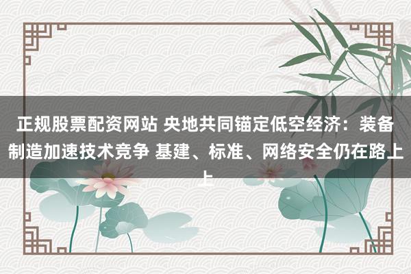 正规股票配资网站 央地共同锚定低空经济：装备制造加速技术竞争 基建、标准、网络安全仍在路上