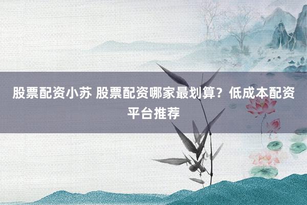 股票配资小苏 股票配资哪家最划算？低成本配资平台推荐